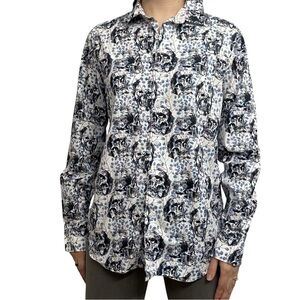 Robert Graham Button Down Long Sleeve Skull Graphic Gothic Halloween Size Small